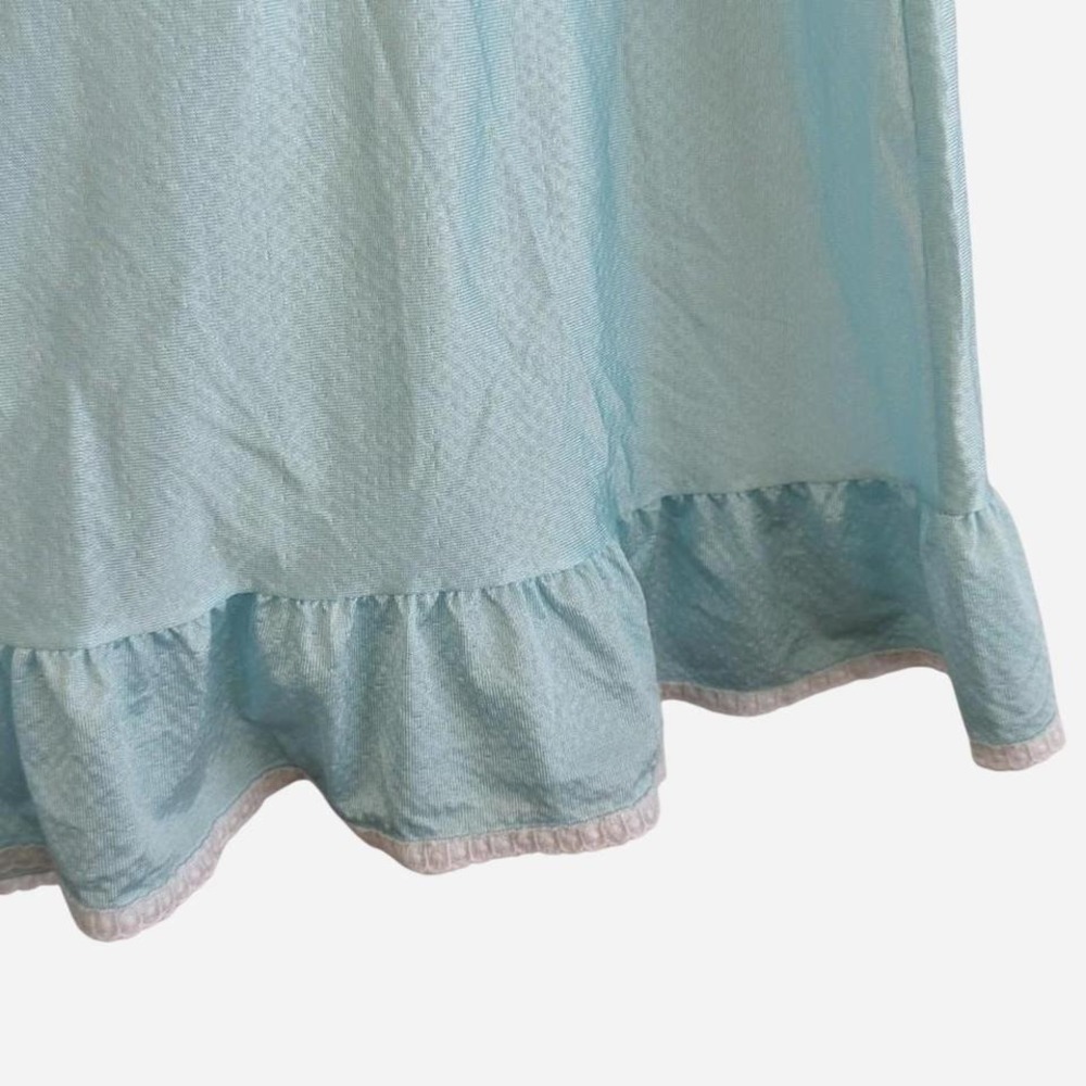 Vintage Her Majesty Blue Lace Trim Coquette Nightgown Ruffle Hem USA 6 - Picture 6 of 8